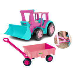 Wader 66306 - Gigant Traktor Ładowarka z Przyczepą zestaw różowy