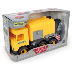 Wader 32123 - Middle Truck Śmieciarka Żółta w Kartonie