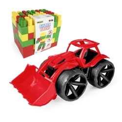 Wader 64503 - Maximus Spychacz Czerwony + Builder klocki 78 el.